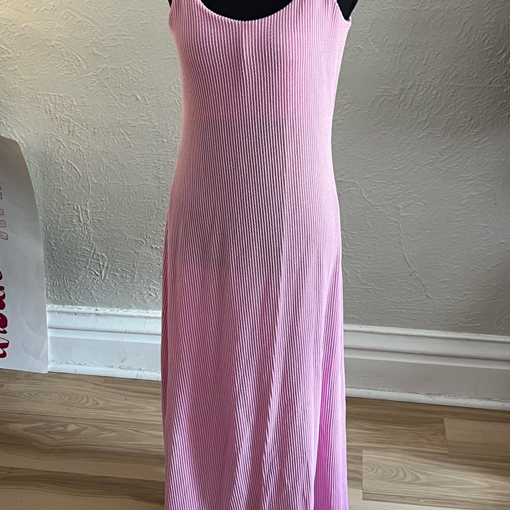 Pink Ribbed Maxi Dress